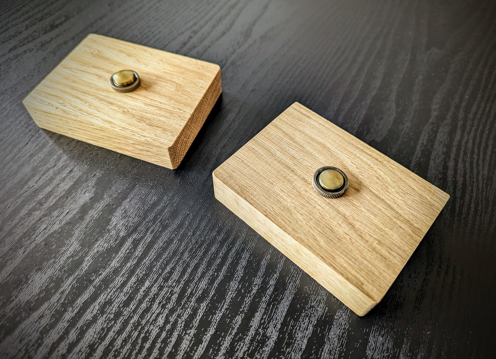 Brass and oak doorbell, wooden doorbell for apartment door, natural materials