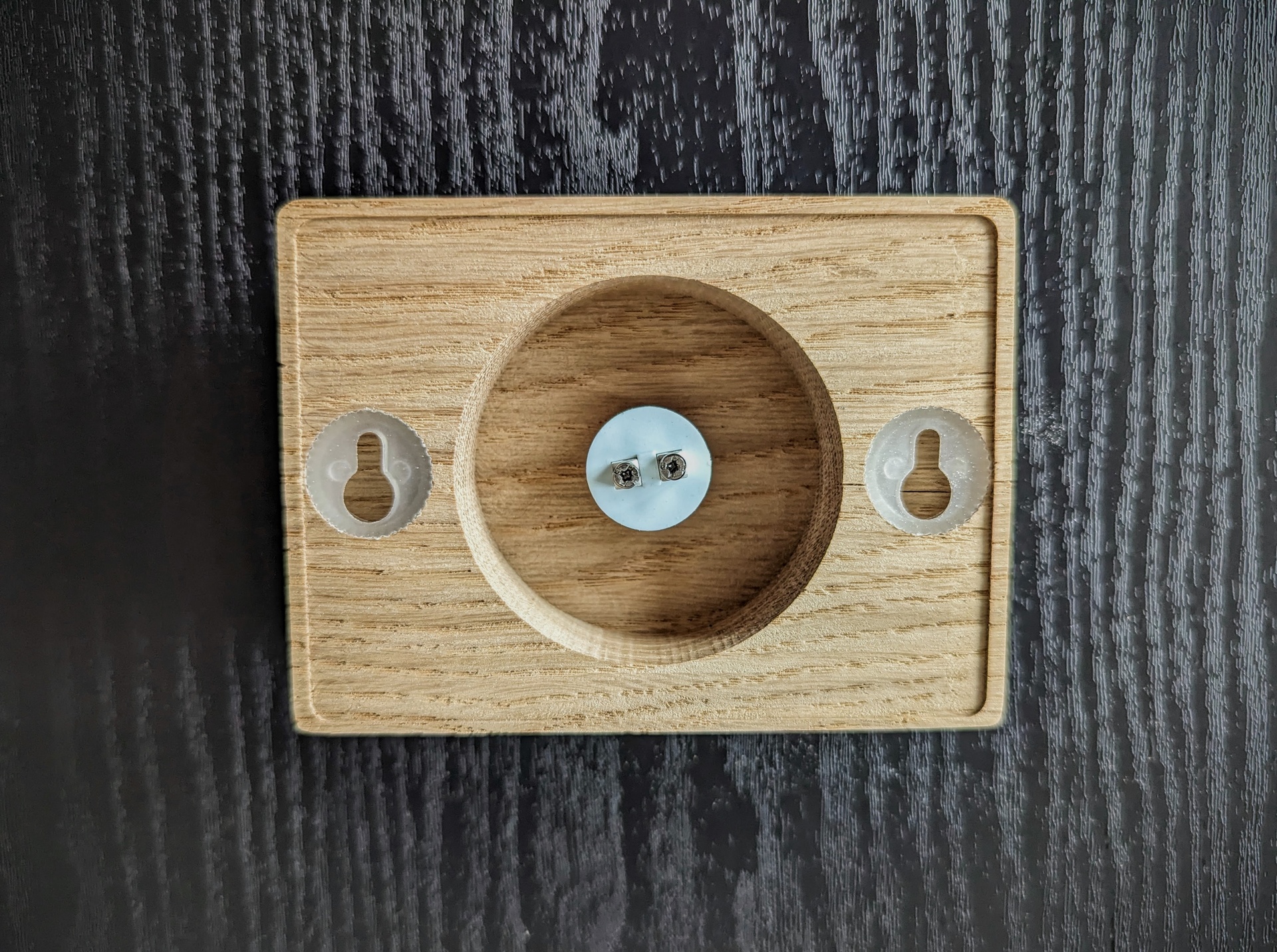 Brass and oak doorbell, wooden doorbell for apartment door, natural materials