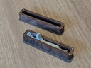 Stylish travel kit, including a toothbrush travel case, razor case, and floss case. Made from real walnut wood, perfect gift for a traveler