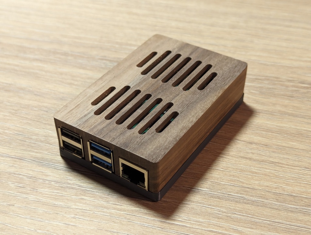 Barebaric Raspberry Pi 4 Case made from real walnut wood