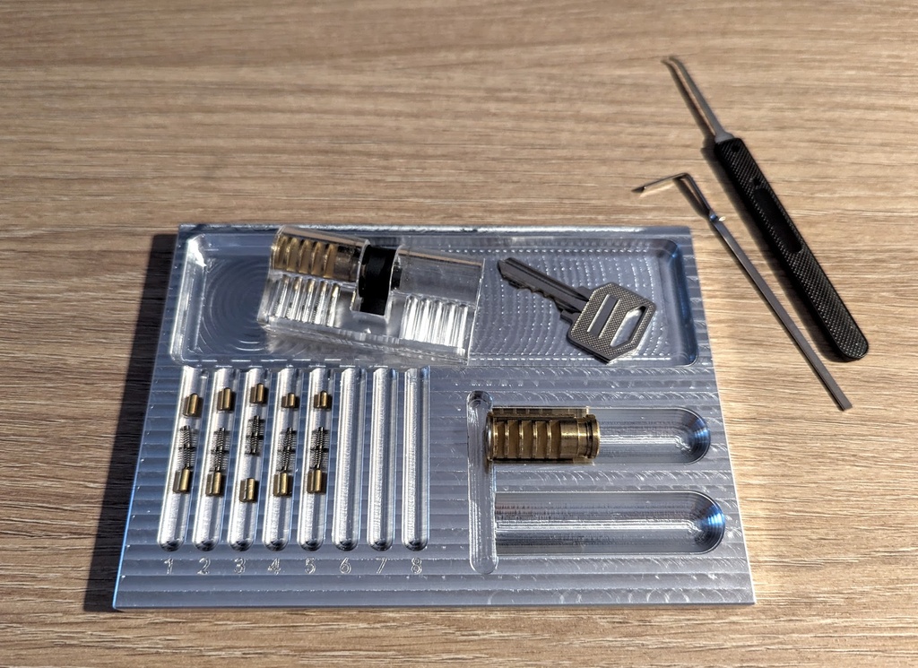 Bandeja de lockpicking feito de aluminium, como Lock Picking Lawyer