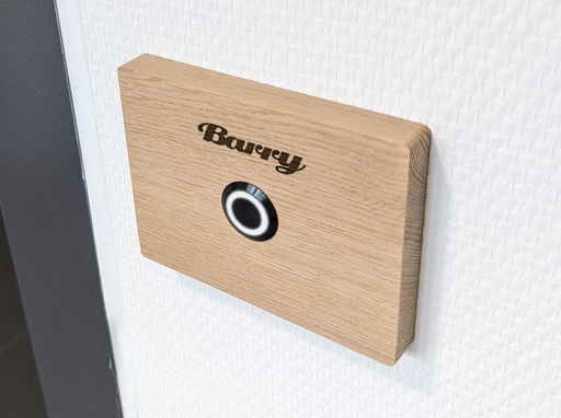 Modern oak doorbell, wooden doorbell for apartment door, natural materials, with optional LED